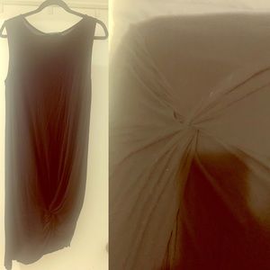 Asymmetrical hem soft cotton knit mini dress
